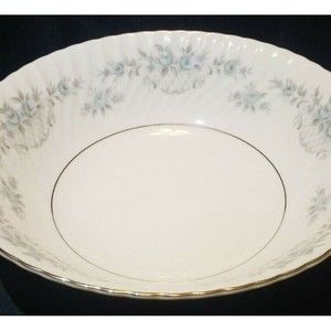 Fine China Vegetable Serving Bowl Floral Round Swirl Gray Blue Mikasa Clarion 9"